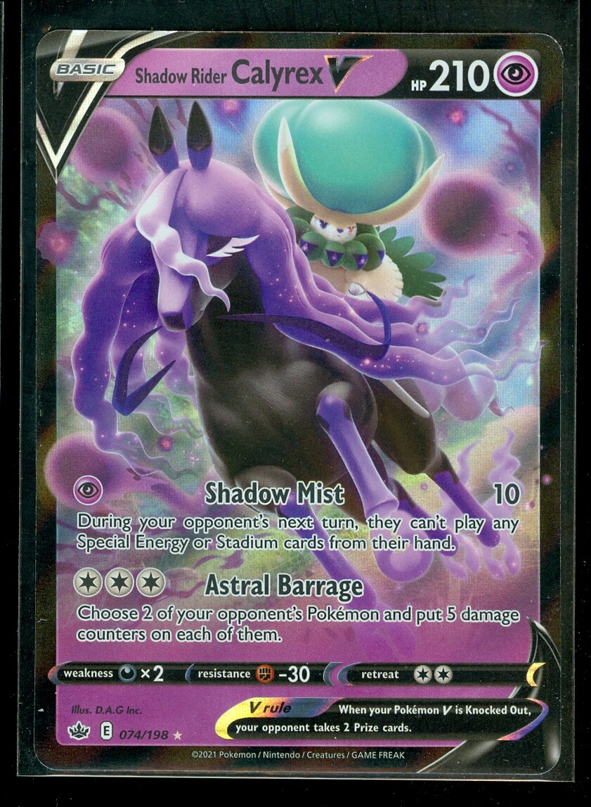 Pokemon SHADOW RIDER CALYREX V 074/198 Chilling Reign - ULTRA RARE HOLO - MINT