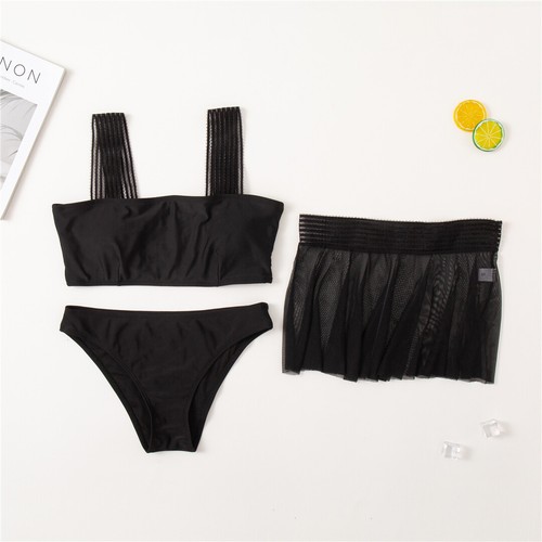 Neu mit Netz transparenter Rock Bikini Damen Bademode Dreiteiliges Bikini-Set - Bild 8 von 9