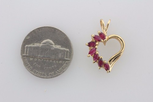 Ciondolo Charm Cuore Amore Pietra Multi Rubino Oro Giallo 14K - Foto 6 di 8