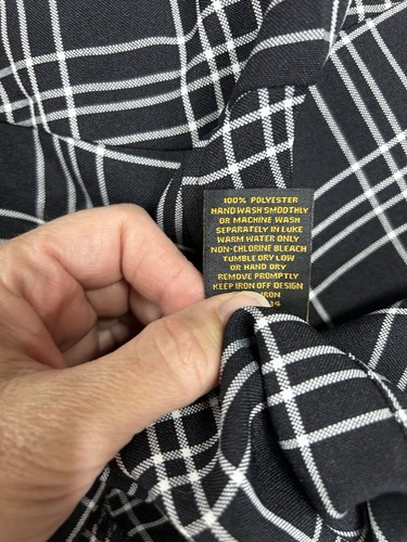 Lowrider Shirt Mens Large Button Up Black Plaid Pocket Cholo Homies (F4) - Picture 6 of 6