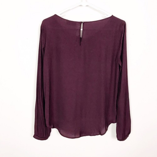 Blusa ASTR Vino de Borgoña Envoltura Sintética Chifón Cortina Sobrepelliz Calce Grande Pequeño - Imagen 3 de 7