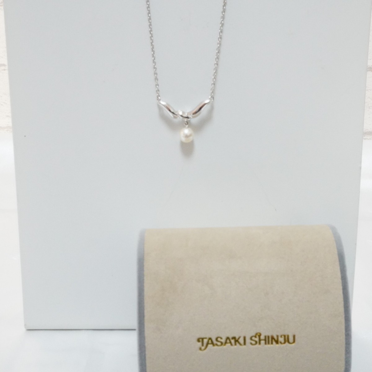 Tasaki Shinju White Pearl Silver 925 Pendant Necklace 15.7