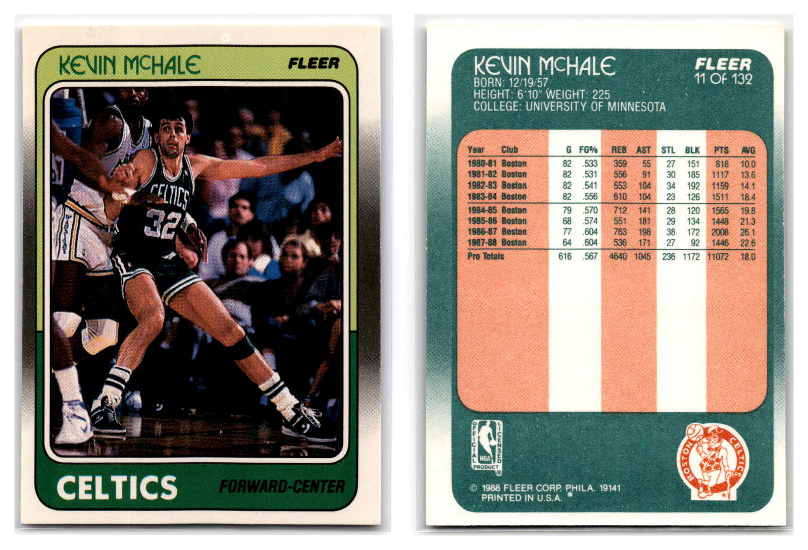 1988-89 Fleer Basketball #11 Kevin McHale - Boston Celtics