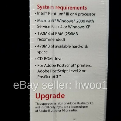 SEALED: 2003 Adobe Illustrator CS UPGRADE for WINDOWS, for SEALED: 2003 Adobe Illustrator CS UPGRADE for WINDOWS, for