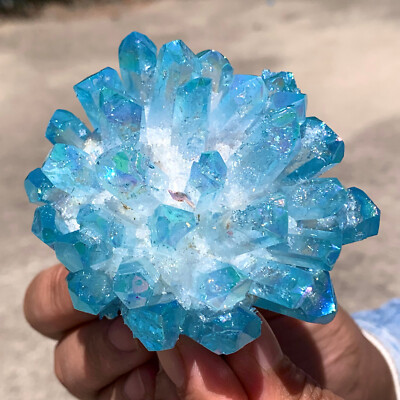 261G New find sky blue phantom quartz crystal cluster mineral sample