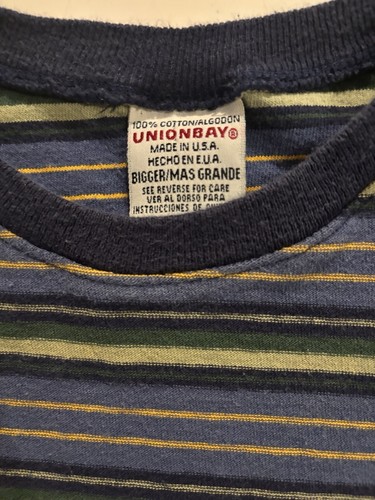 Vintage Unionbay Shirt Mens “Bigger” Size Stripe USA Made Ringer 90s Skate Surf - Foto 3 di 6