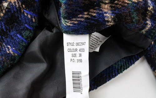 DESIGUAL Women's Jacket 38 Blue Wool Blend Checked Long Sleeve Single-Breast * - Picture 6 of 11