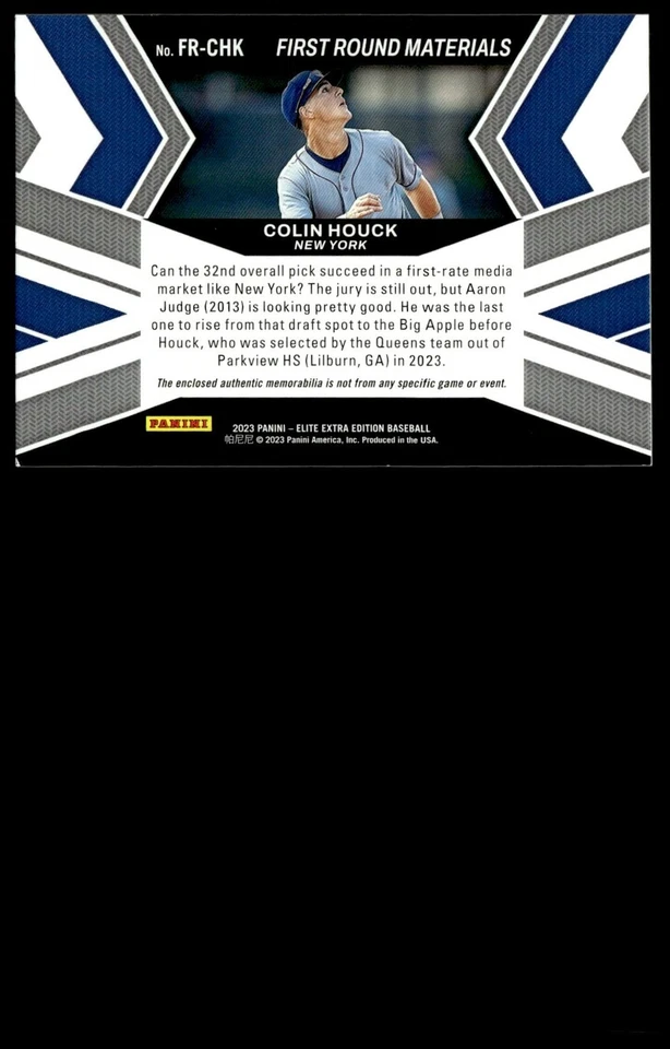 2023 PANINI ELITE EXTRA EDITION FIRST ROUND JERSEY COLIN HOUCK /199 - Image 2 of 2