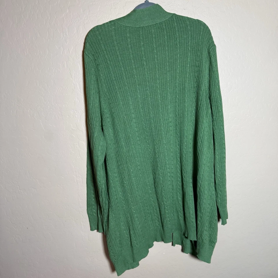 Laura Scott Green Knit 3x Cardigan  - Image 3 of 4