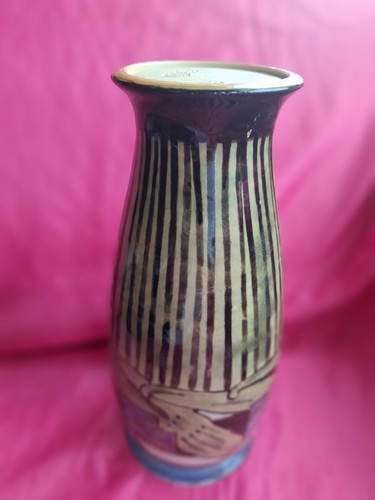 Vaso secessionista Royal Doulton Maud Bowden viola verde nero 10,5" - Foto 16 di 24