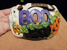 Vintage Hand-painted Ceramic Rounded Hallowee...