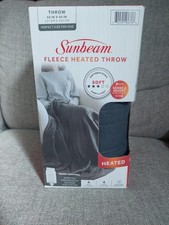 NEW Sunbeam Fleece Heated Throw Blanket GRAY 50 IN  60 IN SEALED