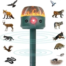 Ultrasonic Solar Animal Repeller for Yard, 5 Modes Outdoor Green - 5 