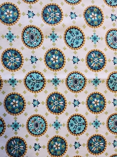 50s 60s Medallions Funky Floral Circles Cotton Fabric 36"w X 1.3yds Woven Sewing - Picture 1 of 24