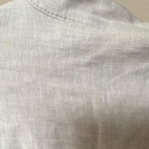 Saks Fifth Avenue Linen Blend Beige Band Collar Button Down Shirt XXL - Picture 6 of 7