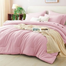 Full Size Comforter Sets Pink, 7 Pieces Bed in a Bag Full Comforter Set with ...