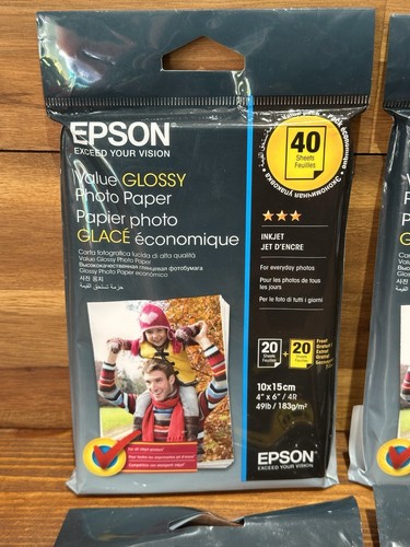 Epson Value Glossy Photo Paper 160 Sheets 10 x 15 cm C13S400044 New Sealed - Photo 2/5