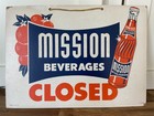 Original MISSION BEVERAGES Two-Sided Open & Closed cardboard Sign  10in x 14in — photo 1