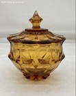 Vintage Fenton Valencia Amber Honey Footed Glass Candy Dish