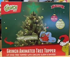Grinch Animated Tree Topper Mr Christmas 2025 Lighted Star Circling Sleigh New!!