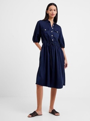 French Conection Elkie Twill Drawstring Shirt Dress L