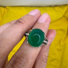 925 Sterling Silver Ring 12x10mm Natural Emerald Gemstone Zircon Big Jewelry NEW