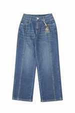 Flamingals Women Blue Wide Leg Jeans High Waist Casual Denim Pants Straight Tren