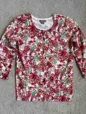 Laura Scott Floral Button-Up Cardigan Sweater