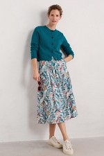 Seasalt Women's Regular Cliff Road Midi Skirt Kelp Forest Chalk