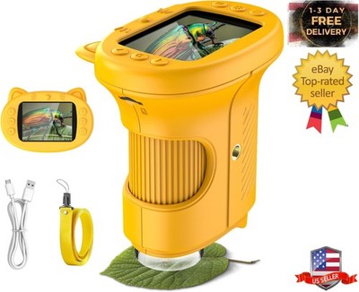 Kids Microscope, 1000X Portable Mini Pocket Microscope with 2.4  IPS Screen & 8