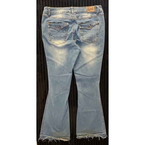 True Luck True Leech Women’s Light Wash Flare Jeans – SZ 14, Distressed, Raw hem - Picture 2 of 6
