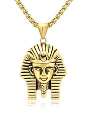 Men's Stainless Steel Egyptian Pharaoh Pendant for Punk Biker Vintage Gold Pl...
