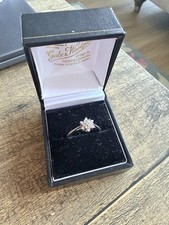 9k White Gold Starburst Diamond Engagement Ring
