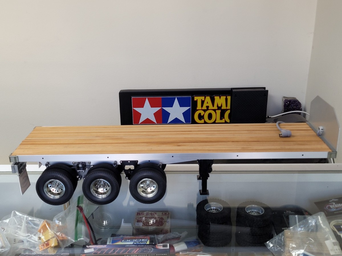 Custom 3-Axles Tamiya 1/14 Semi Flatbed Trailer Tractor +Motorized