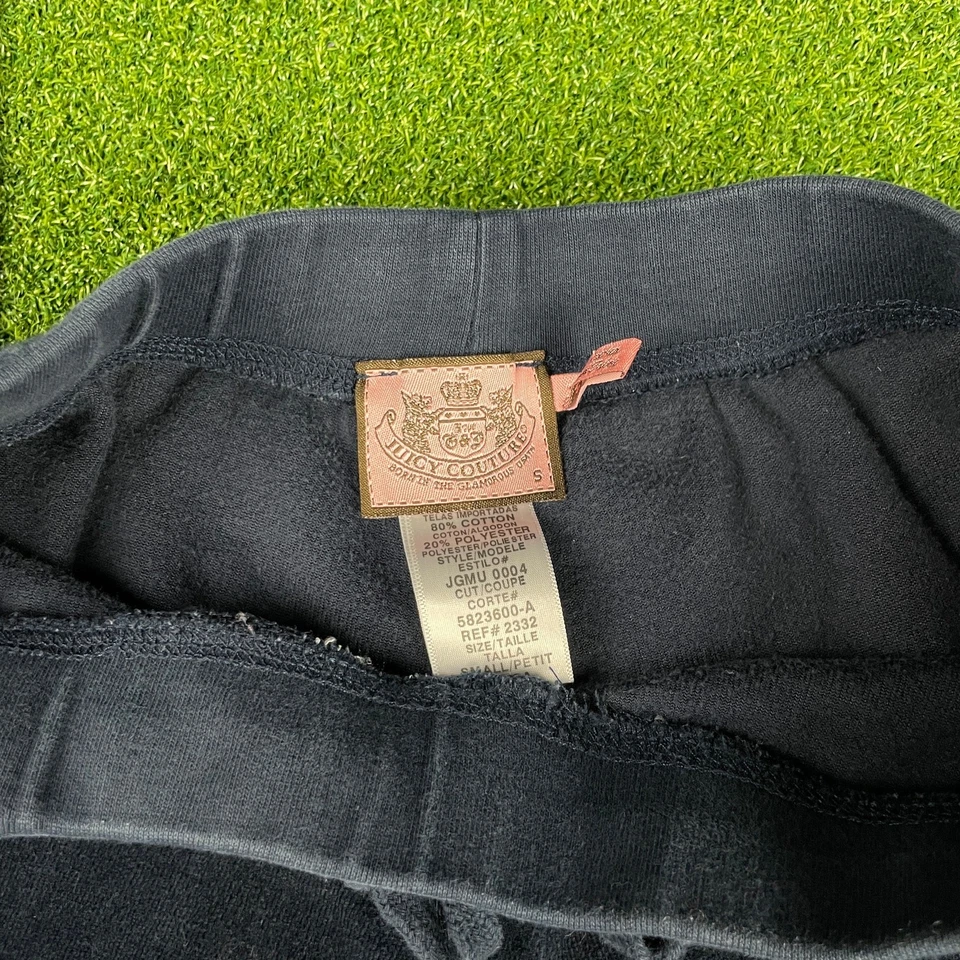 Vintage Y2K Juicy Couture Navy Blue Low Rise Wide Leg Velour Track Pant Sz S  - Image 3 of 4