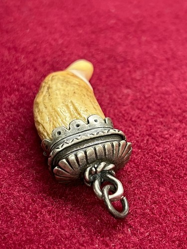 Antike deutsche 835 Silber Taschenuhr Kette Jagd Anhänger Charivari Zahn - Bild 3 von 6