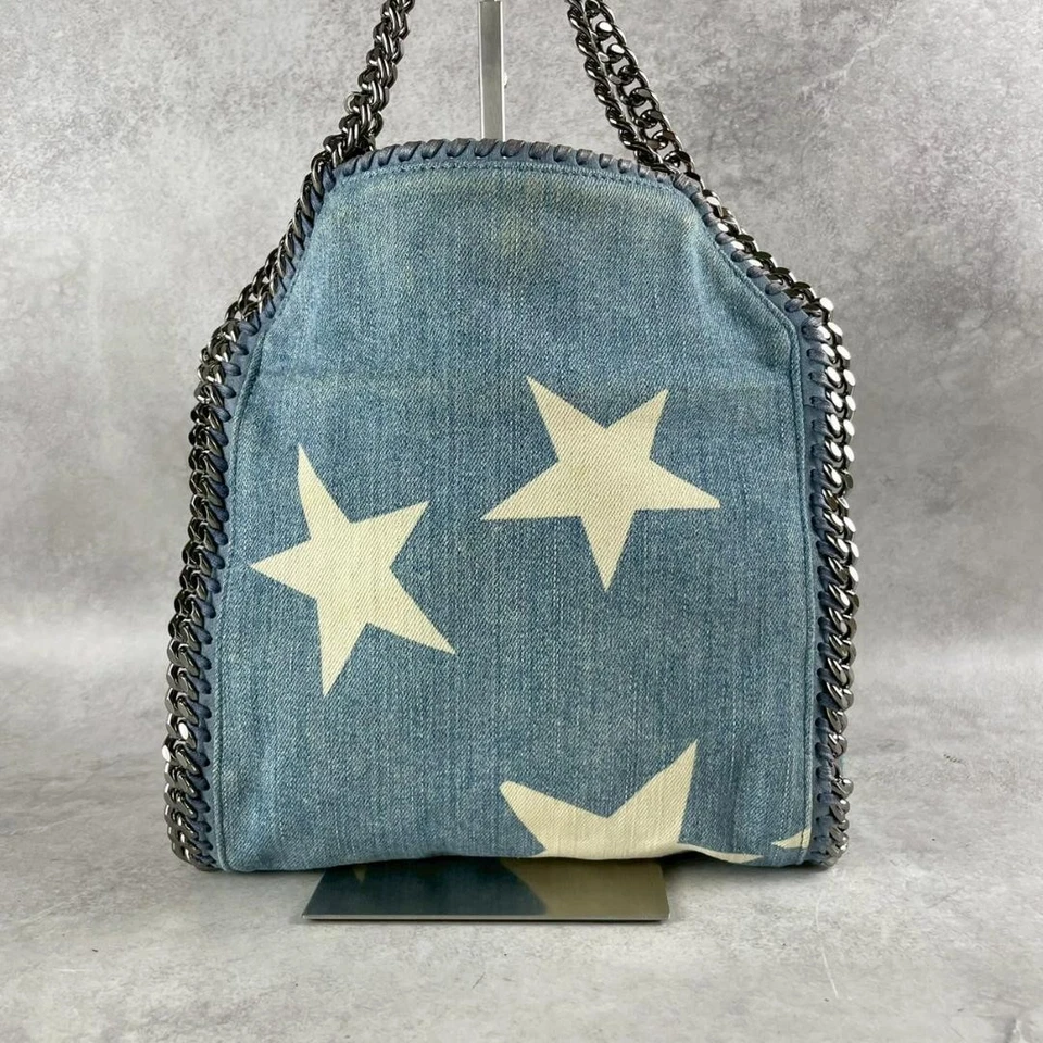 Bolso de Hombro Stella McCartney Falabella Mini Denim Patrón Estrella Cadena 2 Vías Usado Foto 2 de 4