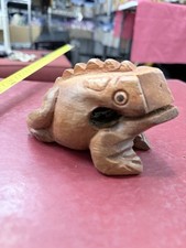 Wooden Hand Carved Frog Four Inches Long