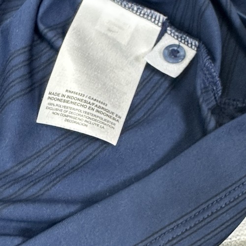Nike Dri-Fit Uomo Piccola Siracusa Arancione Polo Golf Camicia Blu Navy a Righe - Foto 10 di 10
