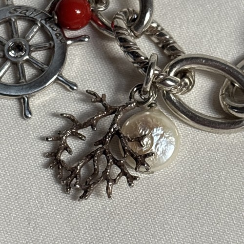 Brighton Silver Anchor Shells Boat Coral Coastal Beach Charm Bracelet - Picture 9 of 16