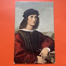 FIRENZE RITRATTO  ANGELO DONI RAFFAELLO ANTICA CARTOLINA A COLORI FOT.  ALINARI 