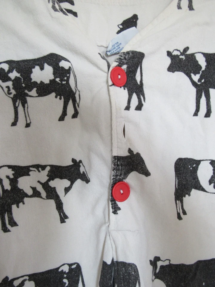 Camisa de noche Michigan Rag Co para mujer S/M franela negra blanca VACA EE. UU. DESGASTADA Foto 3 de 4