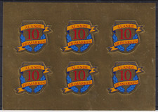 ALAND , 10th ANNIVERSARY LABELS , MULTICOLOURED ON GOLDEN FOIL ??