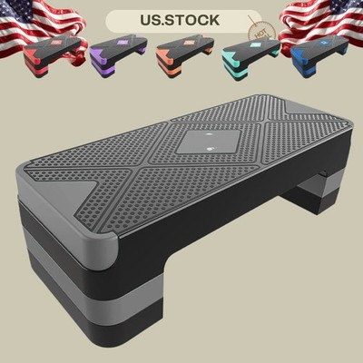 NEW Adjustable Aerobic Stepper 26.5'' with Risers 4/6/8'' Home Gym Cardio