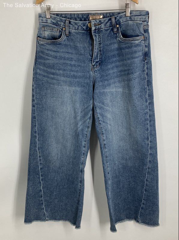 Kut From The Kloth Womens Blue Medium Wash Pockets Denim Wide-Leg Jeans Size 10