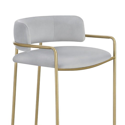 Grey & Gold Low Back Stool: Modern Design - Picture 3 of 5