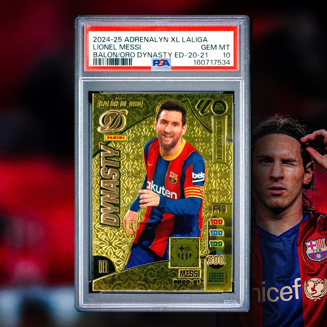 LIONEL MESSI BALON DE ORO DYNASTY 2020-21 ADRENALYN XL LALIGA 24-25 PSA 10 GEM