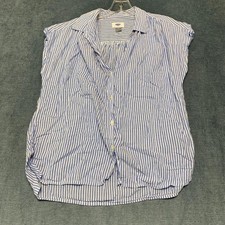 Old Navy Shirt Womens Medium Seersucker Blue ...