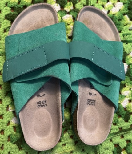 Birkenstock Kyoto Nubuck Gamuza Cuero Verde Talla 38 Clásico Preppy Informal Sin Cordones - Imagen 1 de 19