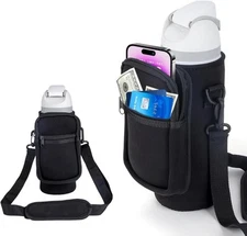 Water Bottle Holder Bag with Phone Pocket for Owala Freesip 24 32 40 Oz Neoprene